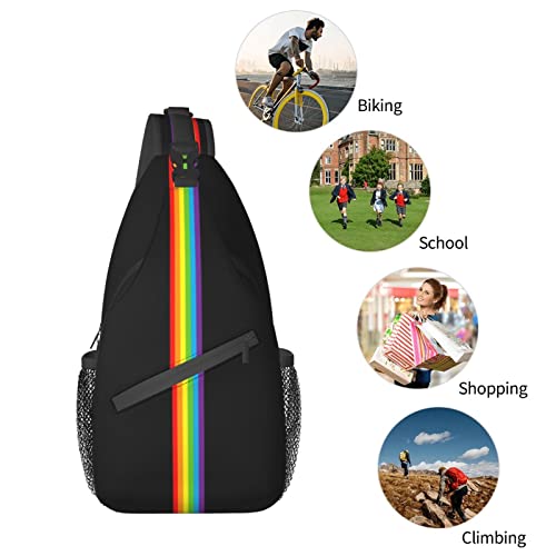 LGBT Sling Bag Crossbody Chest Daypack Casual Backpack Rainbow Animal Shoulder Bag For Travel Hiking Shopping