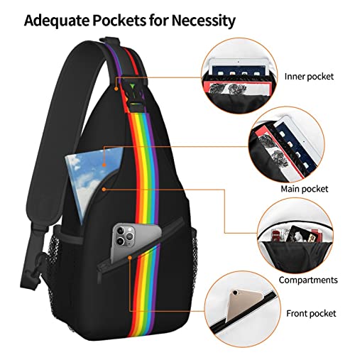 LGBT Sling Bag Crossbody Chest Daypack Casual Backpack Rainbow Animal Shoulder Bag For Travel Hiking Shopping