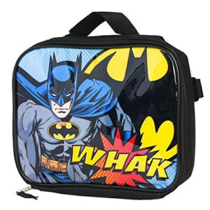 Batman Backpack and Lunch Box Set for Kids ~ Deluxe 16" Batman Backpack with Insulated Lunch Bag and Stickers (Batman School Supplies Bundle)