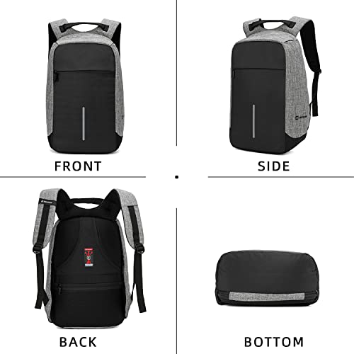 Howieds Anti Theft Travel Backpack, Business School Bookbag with Double Padded Compartments for Men Women Waterproof Shockproof Fit 15.6 Inches Laptop