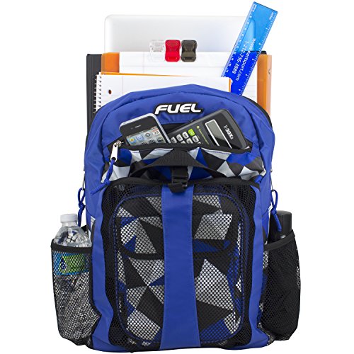 FUEL Backpack & Lunch Bag Bundle, Royal Blue/Crystal Clear Print