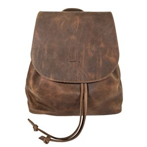 Heather's, Minimalist Backpack Handmade From Full Grain Leather - Classic, Vintage Style, Great for Travel and Everyday Use - With Adjustable Shoulder Straps - Bourbon Brown