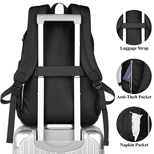 YAMTION Backpack Women Laptop,School Backpack Teen Girls Bookbag with USB for Uni College Students Teacher Business Work,Black