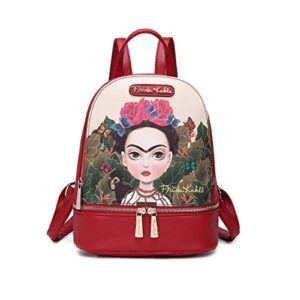 frida kahlo cartoon licensed cute backpack (red)