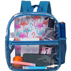 wzlvo clear backpack 12x12x6 stadium approved, small heavy duty transparent bookbag, see through pvc school bag – blue