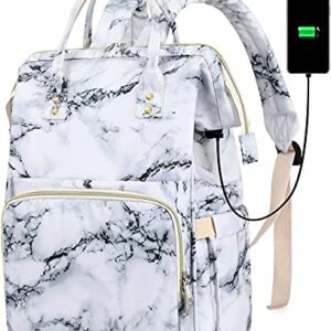 CAMTOP Travel Laptop Backpack with USB Charging Women Girls 15.6 Inch Lightweight College School bookbag (Marble)
