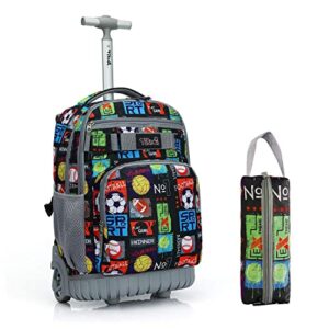 tilami rolling backpack 18 inch with pencil case wheeled laptop bag, sport balls