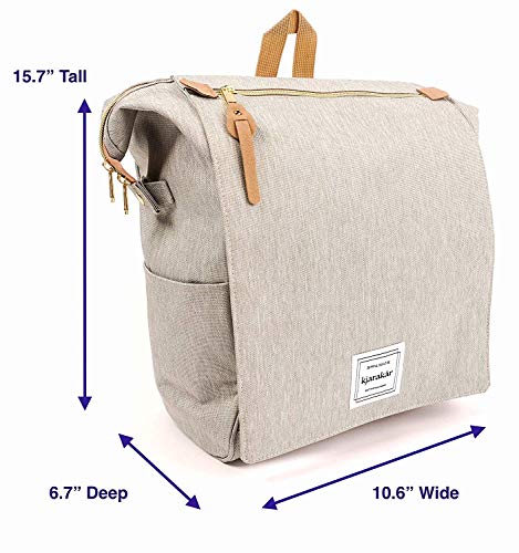 KJARAKÄR Classic Casual Backpack | Metal Zippers |Flexible Design for Gym Work School Diaper Bookbag