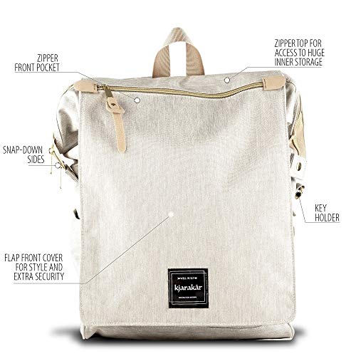 KJARAKÄR Classic Casual Backpack | Metal Zippers |Flexible Design for Gym Work School Diaper Bookbag