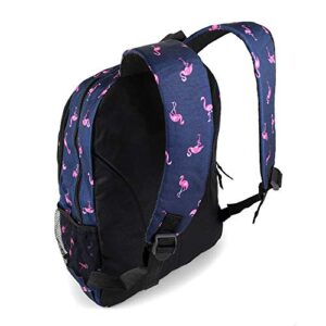 Parquet Novelty School & Travel Backpack For Outdoors, Luggage, Laptops - Adults and Teens Sports Bookbag, Flamingo, (Navy)