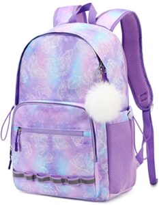 camtop backpack for girls luminous water resistant lightweight school bookbag casual daypack for school travel hiking (purple butterfly)
