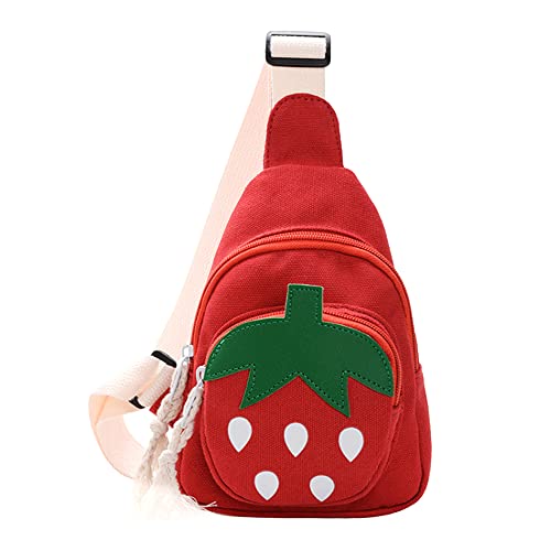 Erinaco Fruit Strawberry Sling Bags Shoulder Backpack CrossBody Backpack Casual Daypack, Dark Red