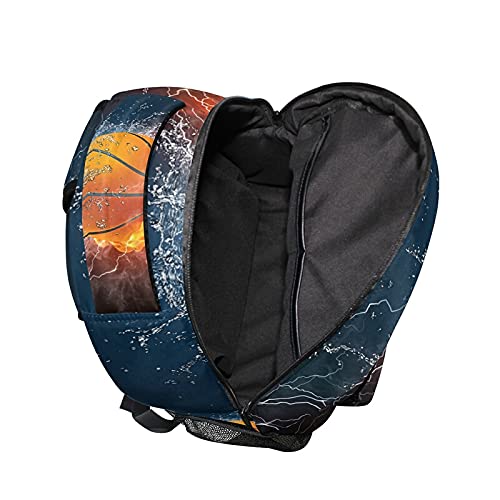 ZOEO Boys School Backpack Burning Basketball Bookbag Bag Hiking Travel Pack for Student 3th 4th 5th Grade Kids with Multiple Pockets Daypack