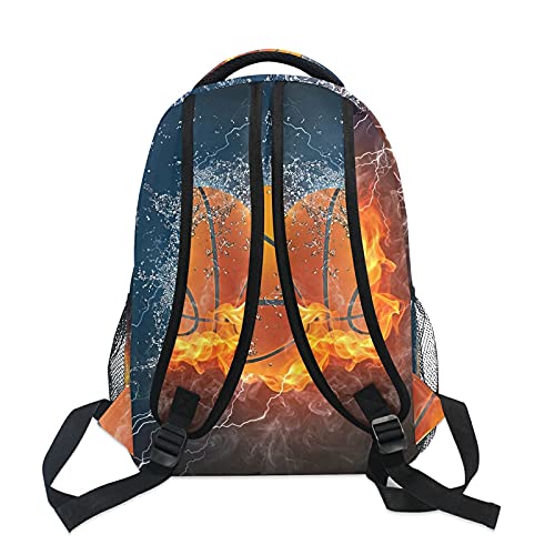 ZOEO Boys School Backpack Burning Basketball Bookbag Bag Hiking Travel Pack for Student 3th 4th 5th Grade Kids with Multiple Pockets Daypack