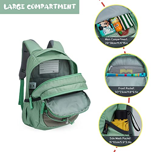 MOUNTAINTOP Kids Backpack for Boys Girls Preschool Kindergarten Hiking Daypack, Green 8.7 * 5.9 * 15"