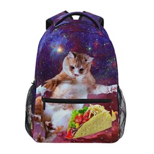 Granbey Space Taco Cat Laptop Backpack - Cute Universe Galaxy Burrito Kitten College Students Bookbags Beautiful Purple Nebula School Bags Travel Computer Notebooks Daypack