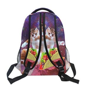 Granbey Space Taco Cat Laptop Backpack - Cute Universe Galaxy Burrito Kitten College Students Bookbags Beautiful Purple Nebula School Bags Travel Computer Notebooks Daypack