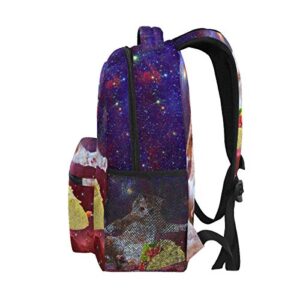 Granbey Space Taco Cat Laptop Backpack - Cute Universe Galaxy Burrito Kitten College Students Bookbags Beautiful Purple Nebula School Bags Travel Computer Notebooks Daypack