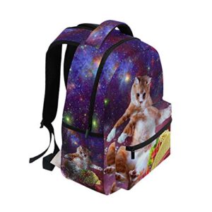 Granbey Space Taco Cat Laptop Backpack - Cute Universe Galaxy Burrito Kitten College Students Bookbags Beautiful Purple Nebula School Bags Travel Computer Notebooks Daypack