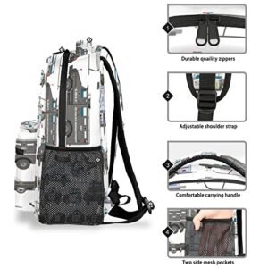 TropicalLife Police Car Larger Student Backpack, Policeman Motorbike Waterproof School Bag For Teen Girls Boys