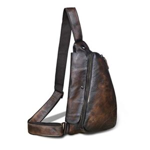 le’aokuu mens fashion casual tea designer travel hiking crossbody chest sling bag rig one shoulder strap bag for men leather