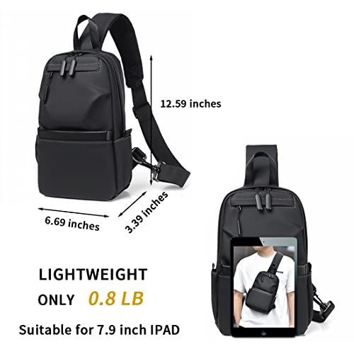 Small Sling Crossbody Bags One Strap Shoulder Chest Pack Backpack for Men Women, Multipurpose Sling purse Bag for Travel Hiking Cycling, Black