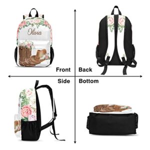 Yeshop Cowgirl Flower Personalized Backpack for Teen Boys Girls ,Custom Travel Backpack Bag Gift