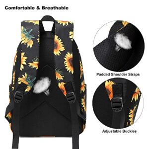 Sunflower School Backpack for Teens Girls, Womens College Bookbags Kids School Bags Laptop Backpacks