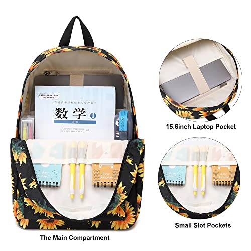 Sunflower School Backpack for Teens Girls, Womens College Bookbags Kids School Bags Laptop Backpacks