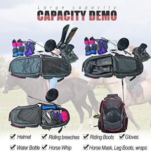 Large capacity equestrian horse riding gear horseback riding bag grooming tote bag equestrian backpack with helmet holder ringside equipment casual daypack backpacks
