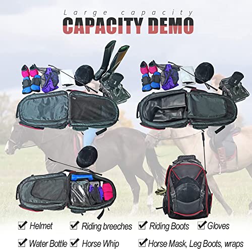 Large capacity equestrian horse riding gear horseback riding bag grooming tote bag equestrian backpack with helmet holder ringside equipment casual daypack backpacks