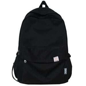 school student all black backpack, aesthetic backpack, lightweight bookbag for travel work