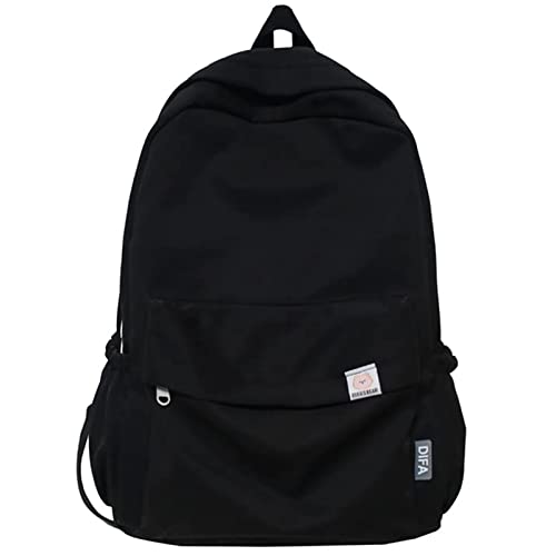 School Student All Black Backpack, Aesthetic Backpack, Lightweight Bookbag for Travel Work