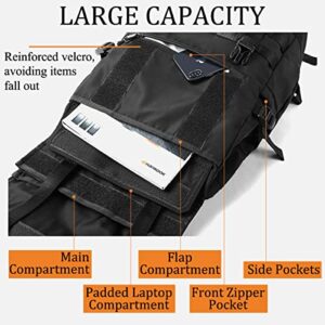 BONVEN Roll Top Backpacks for Men Laptop Backpack Fits 17.3 inch Laptop Black Backpack 3 Forms Fashion Rucksack for Travel Work School Outdoor