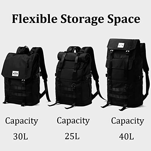 BONVEN Roll Top Backpacks for Men Laptop Backpack Fits 17.3 inch Laptop Black Backpack 3 Forms Fashion Rucksack for Travel Work School Outdoor