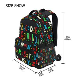 YPPAHHHH Education Alphabet School Bag Backpack College Bookbag, Rainbow Letter Laptop Backpacks Computer Bag Travel Hiking Camping Daypack for Women Girls Men Boys Students