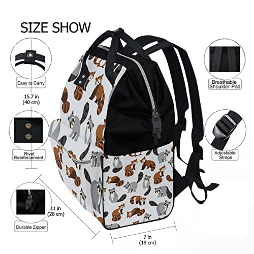 Diaper Bag Raccoons Animal Backpack Baby Bag School Backpack Mommy Bag Large Multifunction Travel Bag