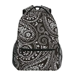 backpack daypack casual bag paisley mandala black white vintage shoulder rucksack