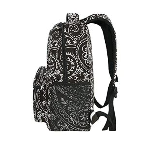Backpack Daypack Casual Bag Paisley Mandala Black White Vintage Shoulder Rucksack