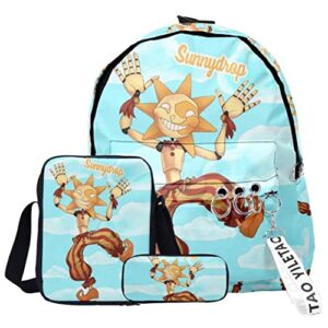 cartoon anime sundrop fnaf 3 piece backpack lunch bag shoulder bag pencil bag for teen fashionblack, black2