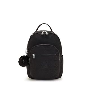 kipling women’s seoul small backpack, durable, padded shoulder straps with tablet sleeve, school bag, shimmerin spot, 10” l x 13.75” h x 6.25” d