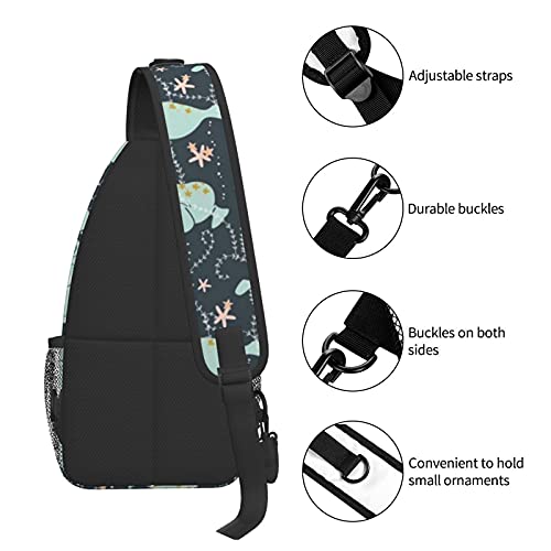 AMRANDOM Fashion Sling Backpack Lightweight Crossbody Shoulder Bag Manatee Animals, Outdoor Chest Daypack with Adjustable Strap for Cycling Gym Hiking, One Size