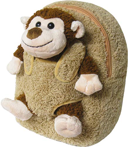 Kids Beige Backpack with Monkey Stuffie -Affordable Gift for Your Little One! Item #DKKI-8295C