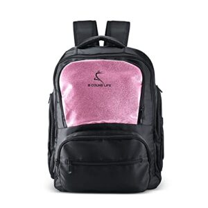 8 count life – glitter pink backpack – ● all-purpose ● cheer ● dance ● school ● travel ● laptop ● water resistant