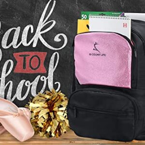 8 Count Life - Glitter Pink Backpack - ● All-Purpose ● Cheer ● Dance ● School ● Travel ● Laptop ● Water Resistant