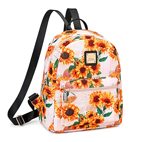 Women Mini Sunflower Backpack Cute Small Travel Backpack Purse Nylon Waterproof Casual Daypack Shoulder Backpack for Adult Girls Kids