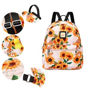 Women Mini Sunflower Backpack Cute Small Travel Backpack Purse Nylon Waterproof Casual Daypack Shoulder Backpack for Adult Girls Kids