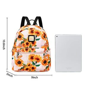 Women Mini Sunflower Backpack Cute Small Travel Backpack Purse Nylon Waterproof Casual Daypack Shoulder Backpack for Adult Girls Kids