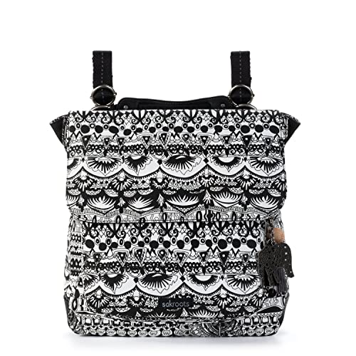 Sakroots Womens Olympic Convertible Backpack, Black & White One World, One Size US