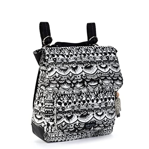 Sakroots Womens Olympic Convertible Backpack, Black & White One World, One Size US